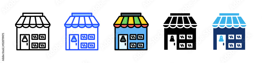 Poster store icon collection with multiple styles