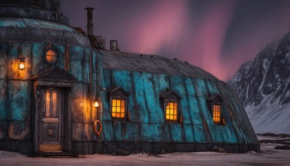 Arctic outpost at twilight