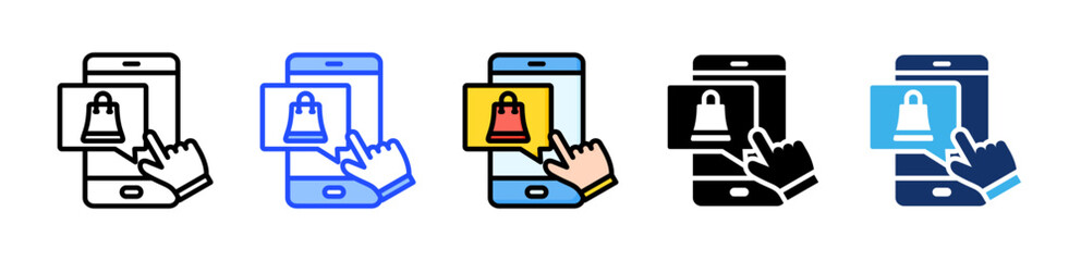 Online Shopping Icon Collection With Multiple Styles