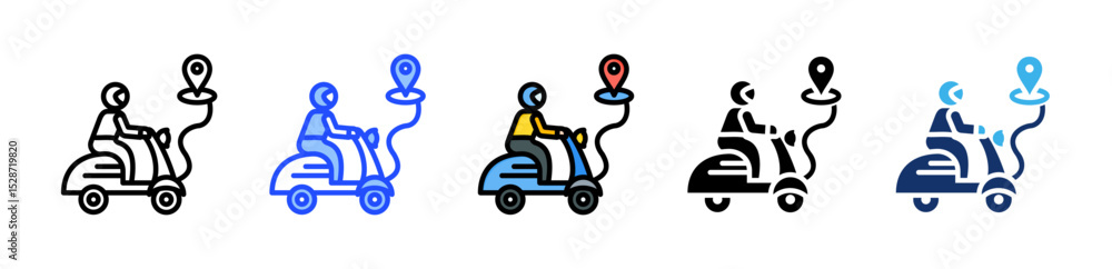 Poster delivery icon collection with multiple styles