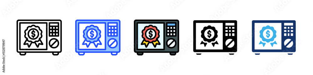Poster guarantee icon collection with multiple styles