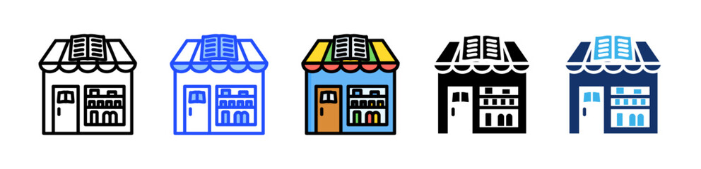 Book Store Icon Collection With Multiple Styles