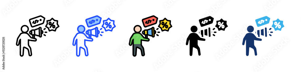 Poster promotion icon collection with multiple styles