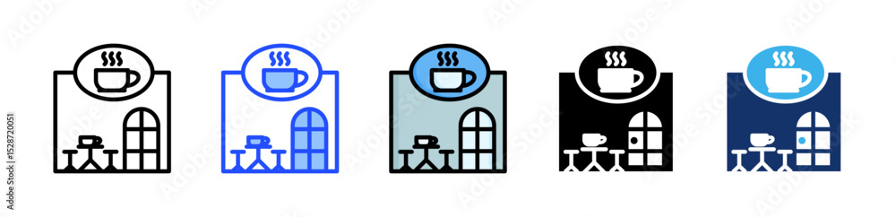 Poster cafe icon collection with multiple styles