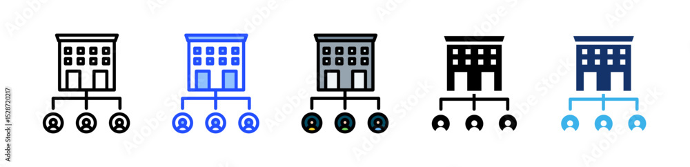 Poster department icon collection with multiple styles