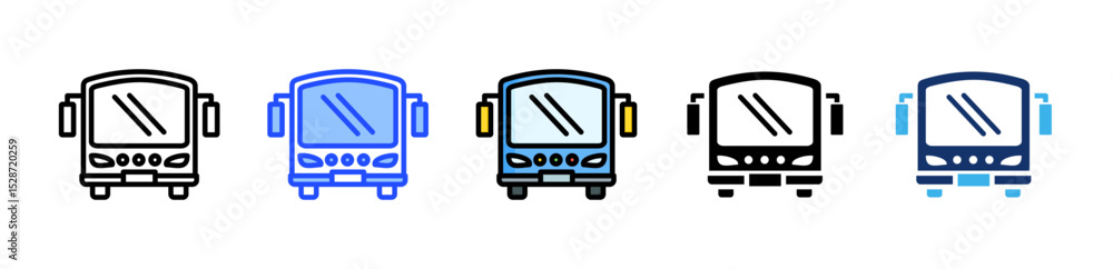 Poster bus icon collection with multiple styles