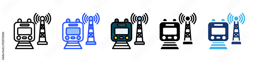 Poster station icon collection with multiple styles