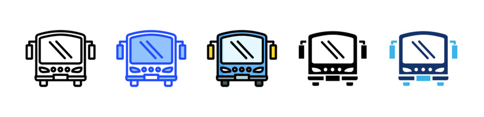 Bus Icon Collection With Multiple Styles