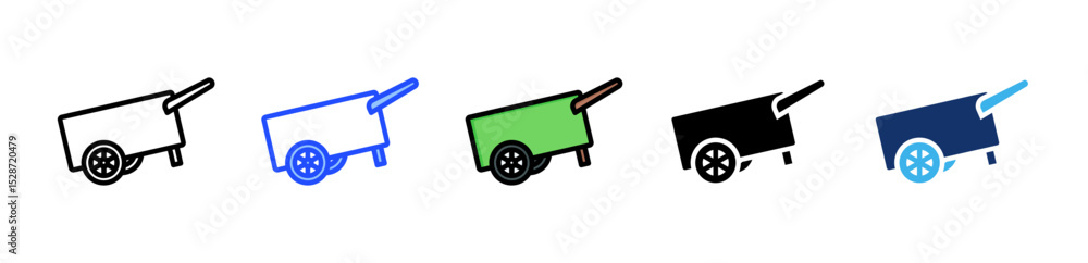 Poster wagon icon collection with multiple styles