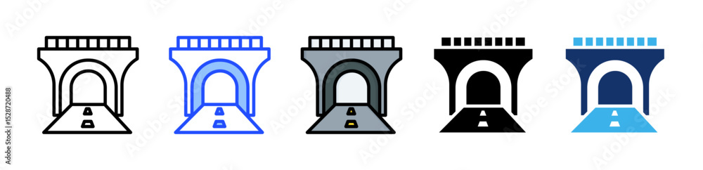 Poster tunnel icon collection with multiple styles