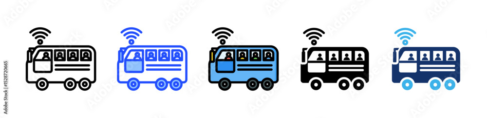 Poster shuttle icon collection with multiple styles