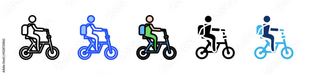 Poster bicycle icon collection with multiple styles