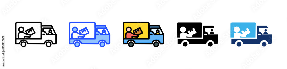 Poster delivery icon collection with multiple styles