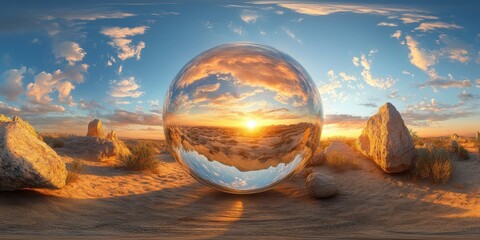 Desert Map. Sunset Panorama in 360 HDRI Equirectangular Projection