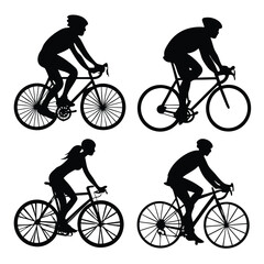 Silhouette of a cyclist riding a bicycle, a vector illustration for sport and activity design