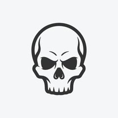 Simple black and white skull icon illustration