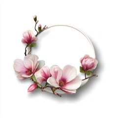 Fototapeta premium Elegant Magnolia Flowers with Circular Frame for Floral Design, Wedding Invitations, or Home Decor Accents