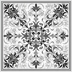Elegant Black and White Floral Pattern with Intricate Designs Suitable for Home Decor and Textile Projects