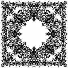 Intricate Black Floral Frame Design with Ornate Patterns and Decorative Elements for Vintage Style Projects