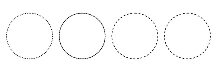 Dashed and dotted circle icon. Dotted round lines. Black and white broken rings. Abstract monochrome graphic. vector illustration . EPS 10 . 