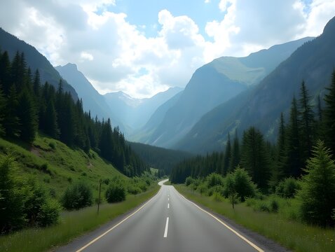 Serene Mountain Road Trip Through Lush Valley