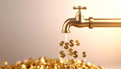 Golden Faucet Pouring Wealth Abundance, Prosperity, and Financial Success