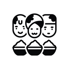 Black solid icon for holi celebration