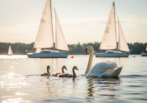 cigni e barche a vela