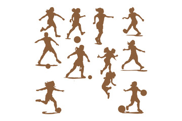 Female soccer player football silhouette editable printable vector