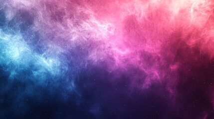 A vibrant, colorful nebula with hues of pink, blue, and purple, set against a dark, starry background.