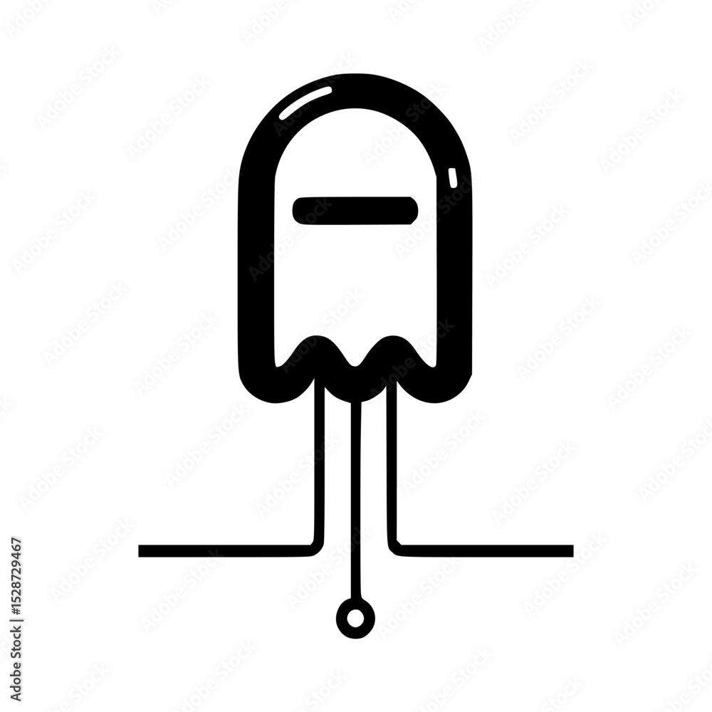 Poster a stylized ghost icon connected to a base, suggesting digital networking or a system.