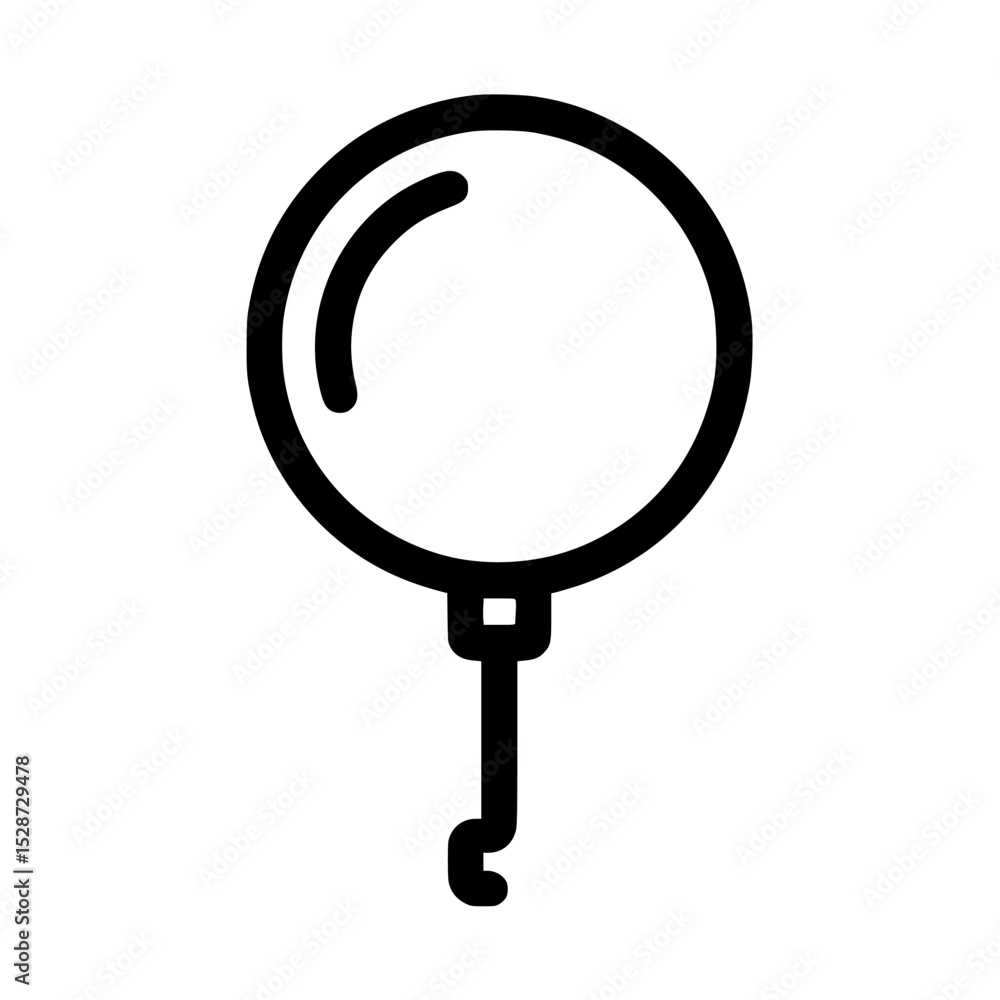 Poster a simple line drawing of a balloon with a string, isolated on a white background.