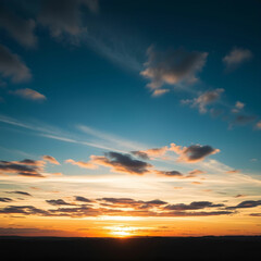 Fototapeta premium Majestic Long Exposure Clouds Over Serene Landscape at Sunset Sunrise