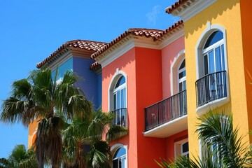Fototapeta premium Florida Apartment. Luxury Spanish Real Estate Property in Colorful Naples City