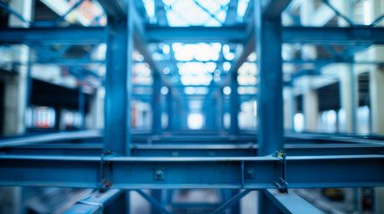 Fototapeta premium Steel frame structure in progress, showcasing modern industrial design and precision engineering 