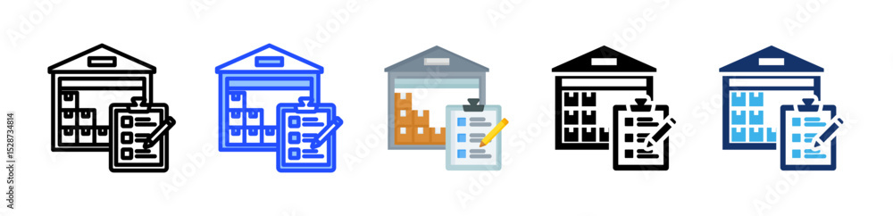Poster inventory icon collection with multiple styles