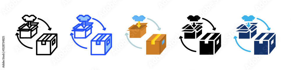 Poster packing icon collection with multiple styles