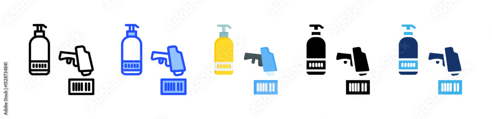 Poster barcode scanner icon collection with multiple styles