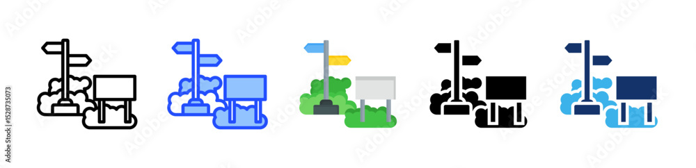 Poster signage icon collection with multiple styles