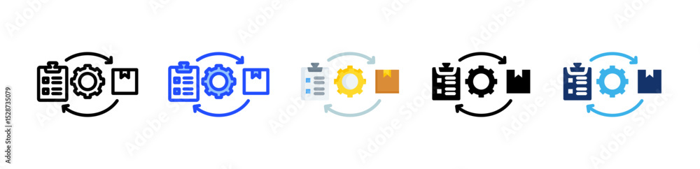 Poster inventory management icon collection with multiple styles