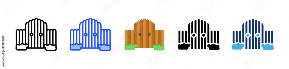 Poster fence icon collection with multiple styles