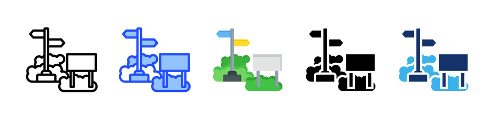 Signage Icon Collection With Multiple Styles