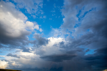 Blue sky with clouds  with depth, clear air Wyoming