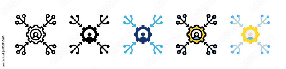 Poster convergence icon collection with multiple styles