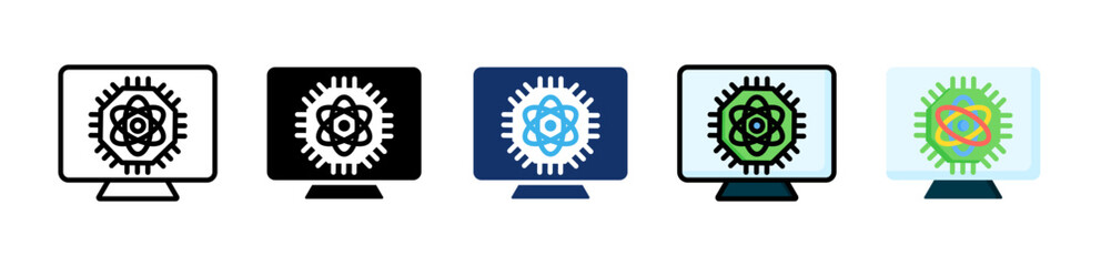 Quantum Computing Icon Collection With Multiple Styles