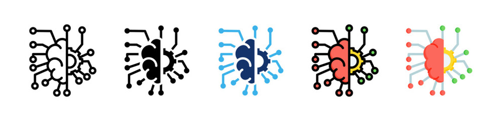 Machine Learning Icon Collection With Multiple Styles