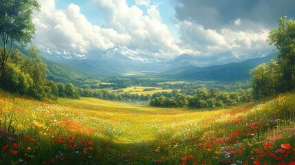 Obraz premium summer landscape with mountains