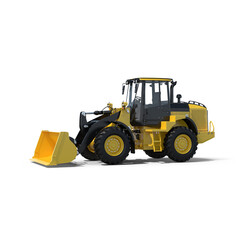 Yellow Front Loader Construction Vehicle Isolated on Transparent Background