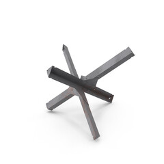 Anti-Tank Czech Hedgehog Barrier Isolated on Transparent Background