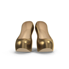 Pair of Gold High Heel Shoes Isolated on Transparent Background